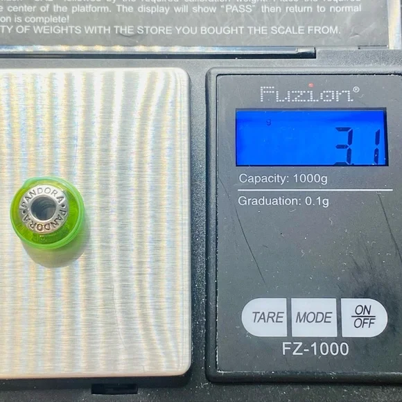 EUC Pandora 790615 Sterling Silver Green Murano Glass Ribbon Charm - Picture 7 of 7